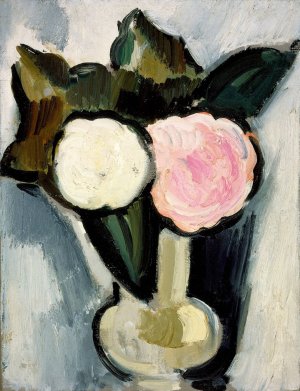 Pink and White Flowers in a Vase by Marsden Hartley Oil Painting