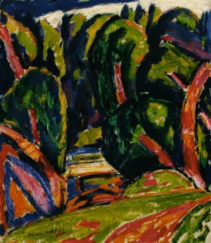 Red Tree Oil painting by Marsden Hartley
