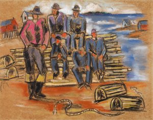 Study for Lobster Fishermen by Marsden Hartley Oil Painting