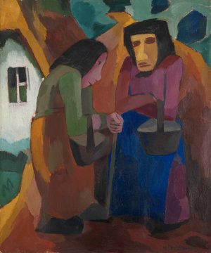 Frauen vor dem Haus by Martel Schwichtenberg Oil Painting