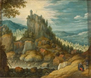 Landscape with a Fortress by Marten Ryckaert Oil Painting
