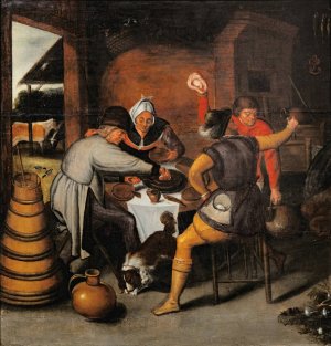 Peasants feeding spanish soldiers during the Siege of Antwerp by Marten Van Cleve Oil Painting