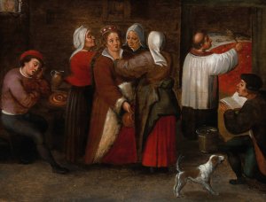 The Blessing of the Bridal Bed by Marten Van Cleve Oil Painting