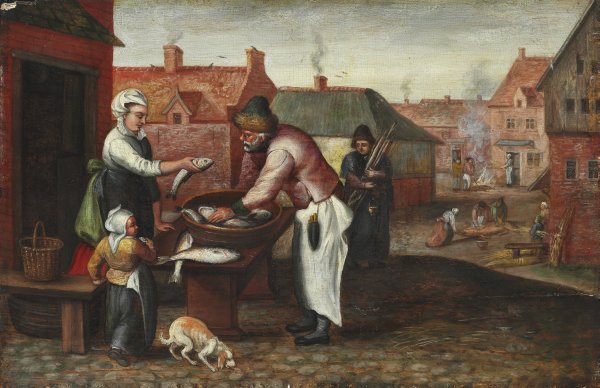 The Fishmonger by Marten Van Cleve - Hand-Painted Oil Painting Reproduction