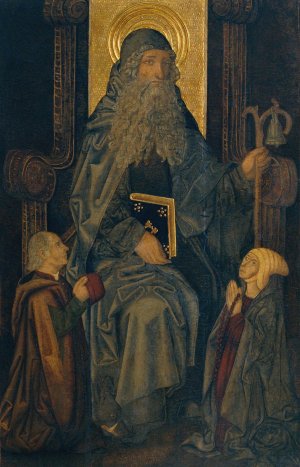 Saint Anthony the Abbot and Donors by Martin Bernat Oil Painting