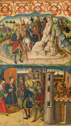Saint Christopher Meets Satan; Saint Christopher before the King of Lycia by Martin De Soria Oil Painting