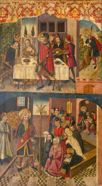 Saint Christopher Taking Leave of the King Who Feared Satan; Saint Christopher and His Converts  by Martin De Soria - Hand-Painted Oil Painting Reproduction