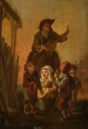 Musician among children by Martin Drolling Oil Painting