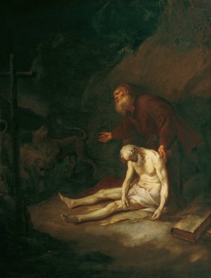 Die heiligen Eremiten Antonius und Paulus by Martin Johann Schmidt Oil Painting