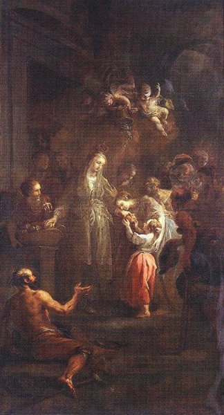 Saint Elizabeth Distributing Alms by Martin Johann Schmidt - Hand-Painted Oil Painting Reproduction