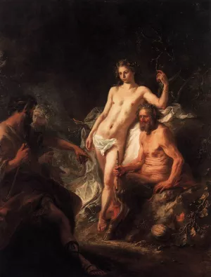 The Judgment of King Midas between Apollo and Marsyas painting by Martin Johann Schmidt