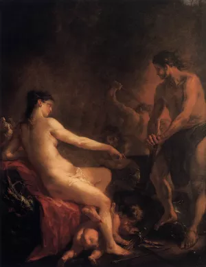 Venus and Cupid in Vulcan's Forge by Martin Johann Schmidt - Oil Painting Reproduction
