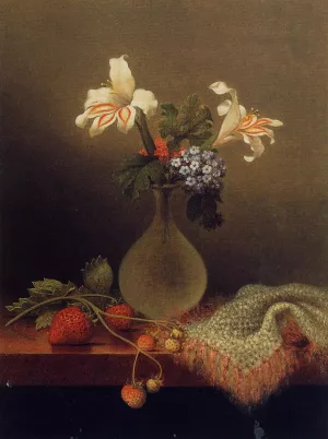 A Vase of Corn Lilies and Heliotrope by Martin Johnson Heade Oil Painting