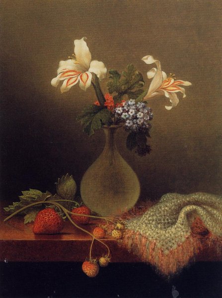A Vase of Corn Lilies and Heliotrope by Martin Johnson Heade - Hand-Painted Oil Painting Reproduction