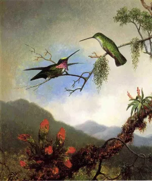 Amethyst Hummingbirds by Martin Johnson Heade - Oil Painting Reproduction