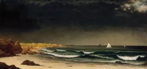 Approaching Storm: Beach near Newport by Martin Johnson Heade - Oil Painting Reproduction
