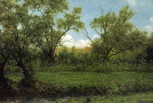 Asters in a Field also known as Brookside Oil painting by Martin Johnson Heade