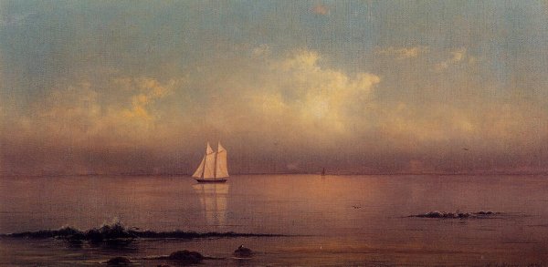 Becalmed, Long Island Sound by Martin Johnson Heade - Hand-Painted Oil Painting Reproduction