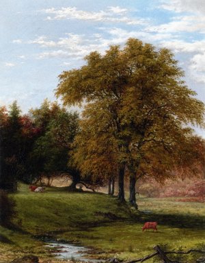 Cows in a Landscape by Martin Johnson Heade Oil Painting