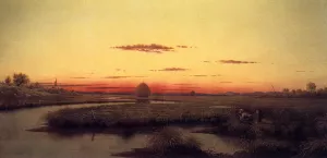 Duck Hunters in a Twilight Marsh Oil painting by Martin Johnson Heade