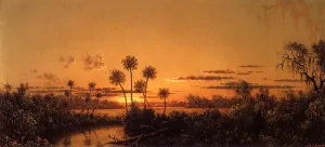 Florida River Scene: Early Evening, After Sunset painting by Martin Johnson Heade