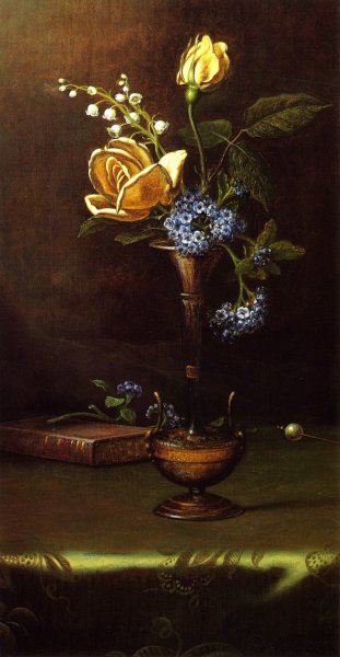 Flowers in a Vase with Book and Hairpin