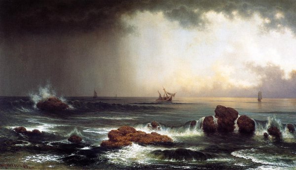 Main Product Photo of Hazy Sunrise at Sea Painting by Martin Johnson Heade