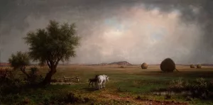Mare and Colt in a Marsh by Martin Johnson Heade Oil Painting