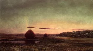 Marsh Scene, Sunset - Sketch by Martin Johnson Heade - Oil Painting Reproduction