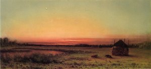 Marsh Scene: Two Cattle in a Field by Martin Johnson Heade Oil Painting