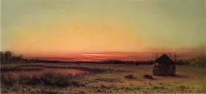 Marsh Scene: Two Cattle in a Field Oil painting by Martin Johnson Heade
