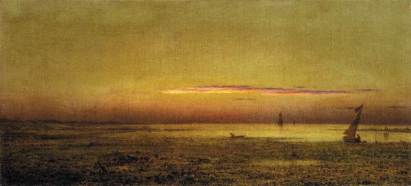 Marshes at Boston Harbor by Martin Johnson Heade - Hand-Painted Oil Painting Reproduction