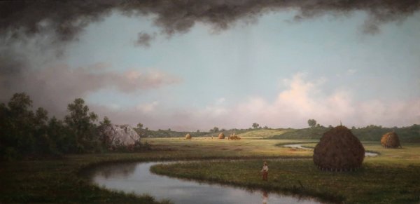 Newburryport Marshes, Approaching Storm  by Martin Johnson Heade - Hand-Painted Oil Painting Reproduction
