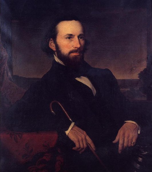 Portrait of a Man Holding a Cane by Martin Johnson Heade - Hand-Painted Oil Painting Reproduction