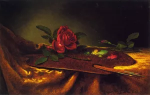 Roses on a Palette by Martin Johnson Heade - Oil Painting Reproduction