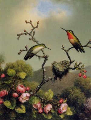 Ruby Throat of North America by Martin Johnson Heade Oil Painting