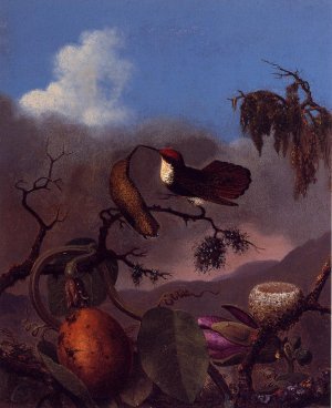 Ruby Topaz Hummingbirds by Martin Johnson Heade Oil Painting