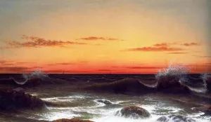 Seascape: Sunset by Martin Johnson Heade - Oil Painting Reproduction