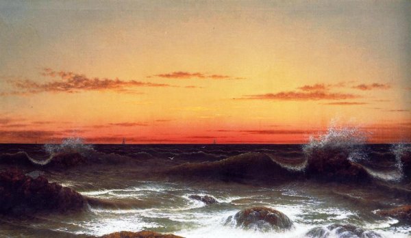 Main Product Photo of Seascape: Sunset Painting by Martin Johnson Heade