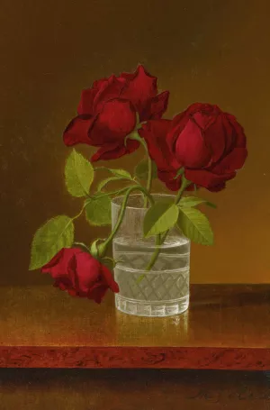 Still Life Of Roses by Martin Johnson Heade Oil Painting