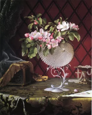 Still Life with Apple Blossoms in a Nautilus Shell by Martin Johnson Heade Oil Painting