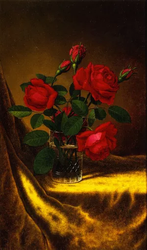 Still LIfe with Flowers: Red Roses by Martin Johnson Heade Oil Painting