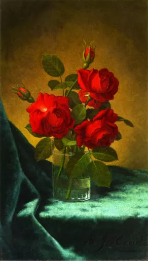 Still Life with Red Roses by Martin Johnson Heade Oil Painting