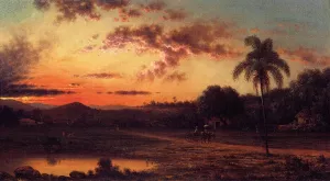 Sunset: A Scene in Brazil by Martin Johnson Heade - Oil Painting Reproduction