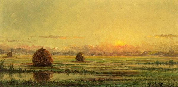 Sunset - A Sketch by Martin Johnson Heade - Hand-Painted Oil Painting Reproduction