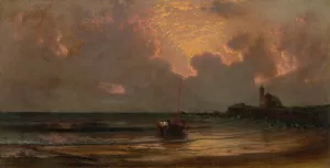 Sunset at Point Judith Light by Martin Johnson Heade Oil Painting