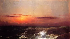 Sunset at Sea by Martin Johnson Heade - Oil Painting Reproduction