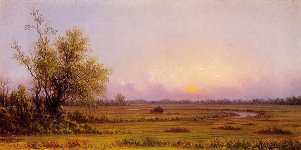 Sunset Marsh also known as Sinking Sun by Martin Johnson Heade - Hand-Painted Oil Painting Reproduction
