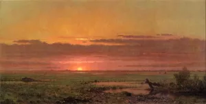 Sunset Marshland, New Jersey by Martin Johnson Heade - Oil Painting Reproduction