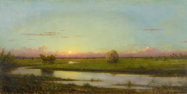 Sunset Over Newburyport Meadows  by Martin Johnson Heade - Hand-Painted Oil Painting Reproduction